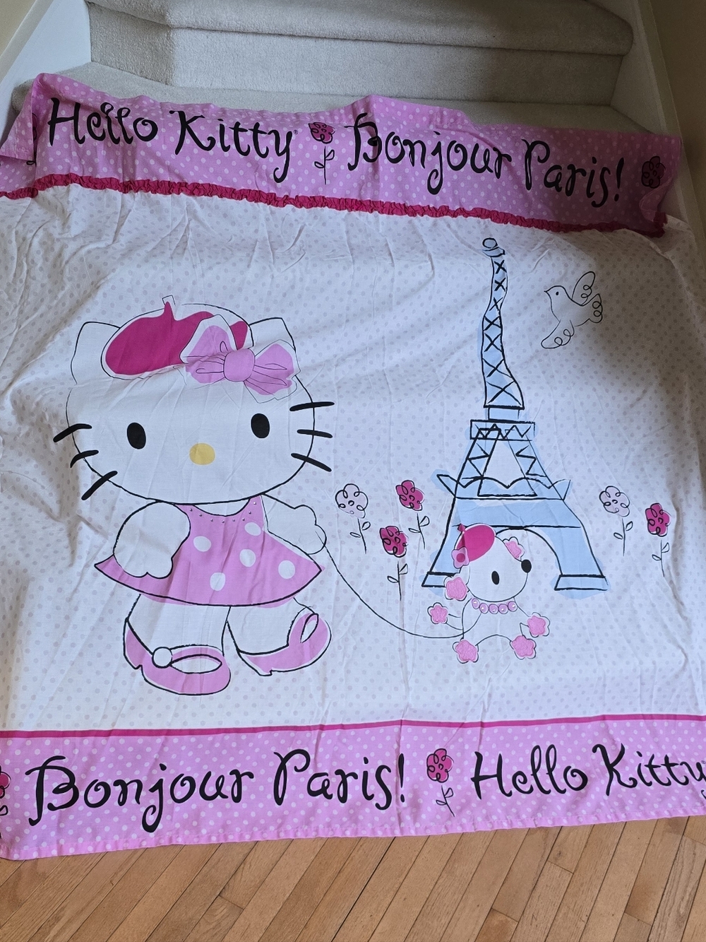Hello Kitty Bonjour Paris Pink Shower  Curtain